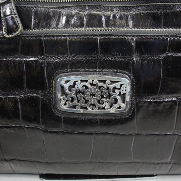 Brighton Dark Brown Croc Embossed Patent Leather Shoulder Bag - Picture 4 of 16